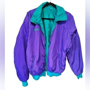 Columbia Vintage Thinsulate Reversible Teal and Purple Jacket Men's Large *flaws